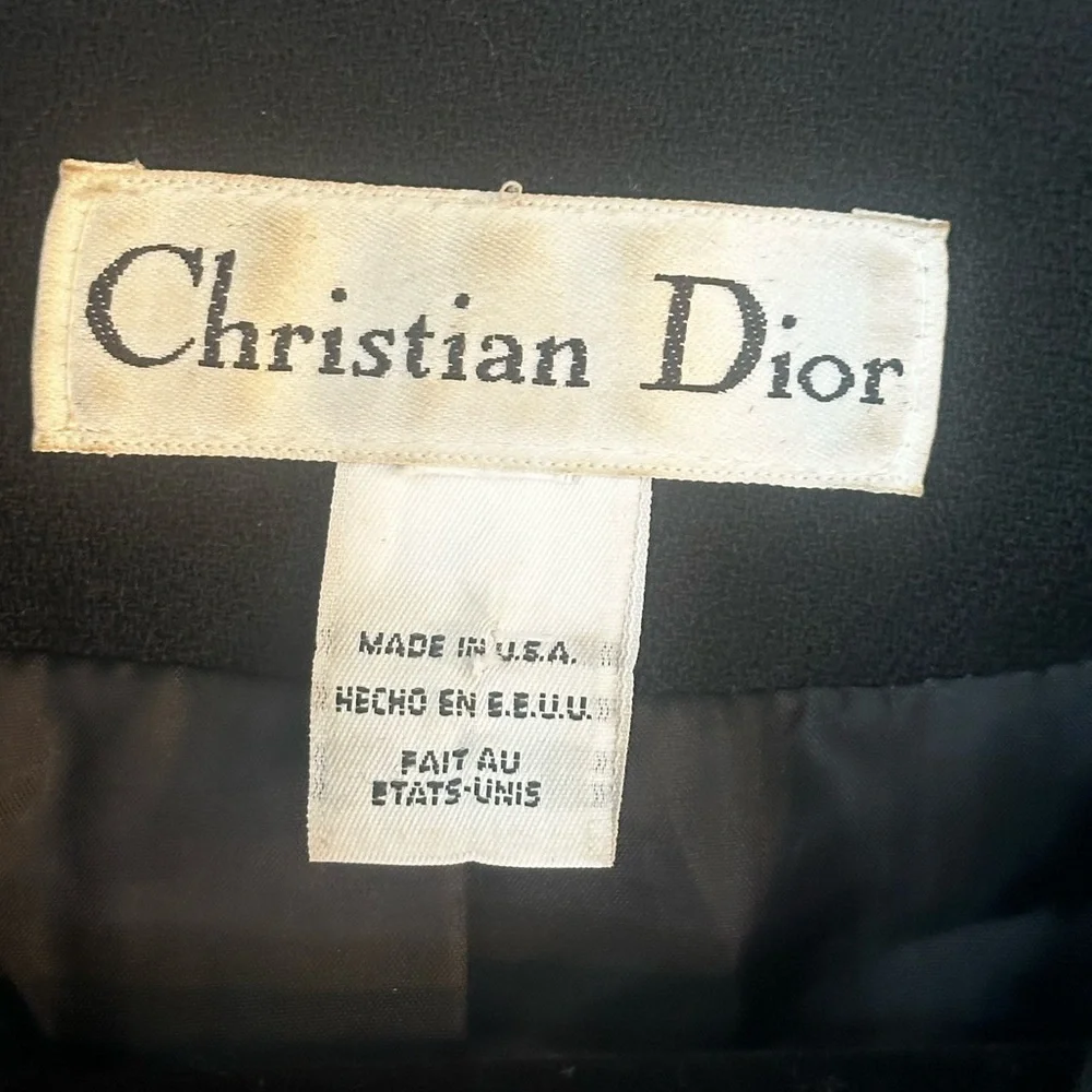 Vintage Christian Dior Butler Wool Black&Gold Button Double Breasted Crop Blazer